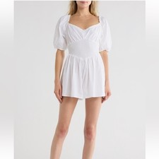 NWT ASOS White Puff Sleeve Romper size 4