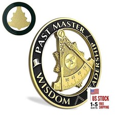 Past Master Masonic Car Emblem Black  Golden Mason Auto Decal 1 PCS