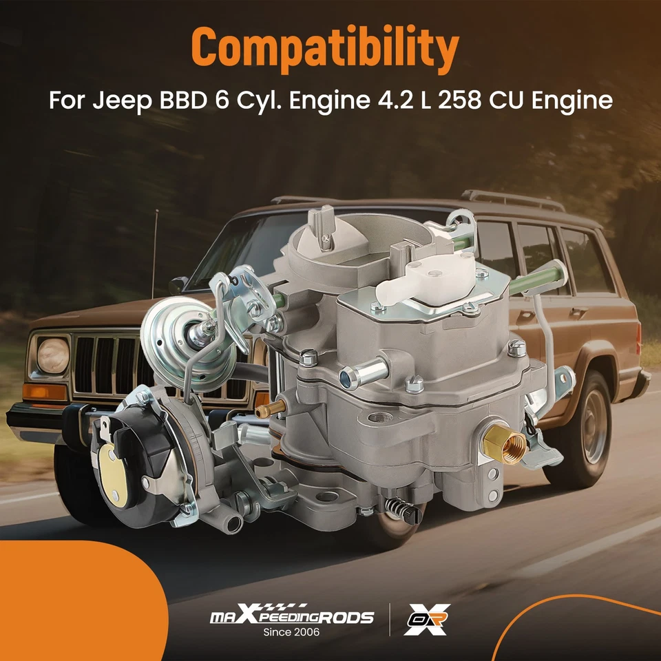 2 Barrel Carburetor Carb For Jeep CJ5 CJ7 Wagoneer 4.2L 258 6 CYL Auto Choke - Image 4 of 4