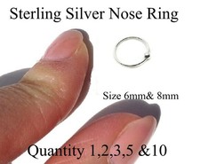 Nose Ring Ball Ring 6mm 8mm Sterling Silver Body Jewellery