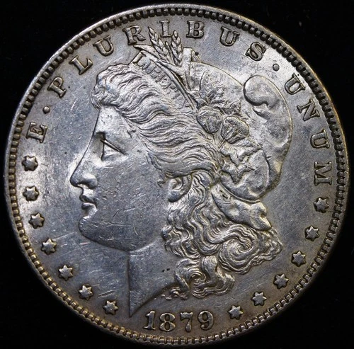 1879 Morgan Silver Dollar $1 About Uncirculated #V47