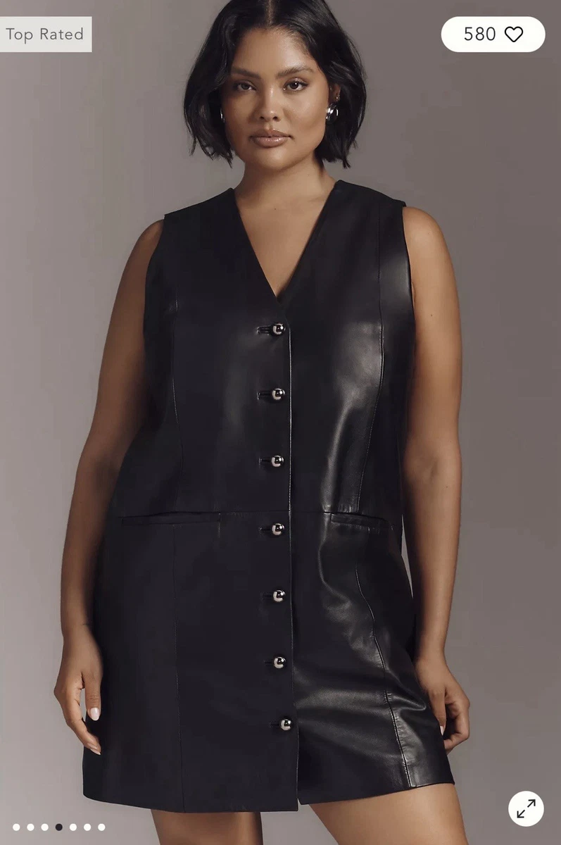 ebay leather dress Women's Black Real Lambskin Leather Bodycon Midi Dress Long Sleeve Zip-Up  Front
