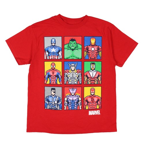 Marvel Big Boys' Avengers Character Grid 8-Bit Pixel Art T-Shirt
