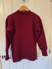 Vintage Woman’s Burgundy Red Traditional Guernsey Wool Fisherman Jumper  36-38
