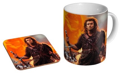Braveheart Mel Gibson - Kaffee-/Teebecher und Untersetzer Geschenkset