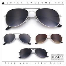 Mens Flat Panel Lens Classic Police Officer Pilots Sunglasses