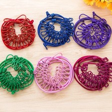 Portable Clothesline with 12 Clips Outdoor Windproof Clothes Drying Rope CN