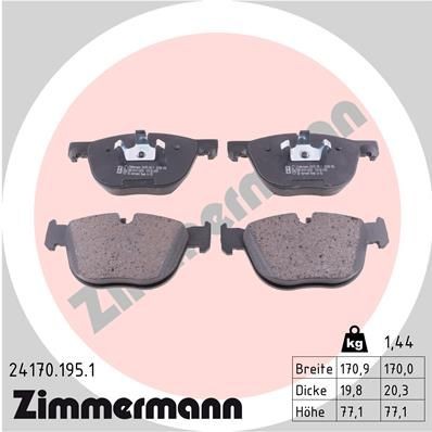 Zimmermann Bremsbelagsatz, Scheibenbremse 24170.195.1 FüR Bmw-image