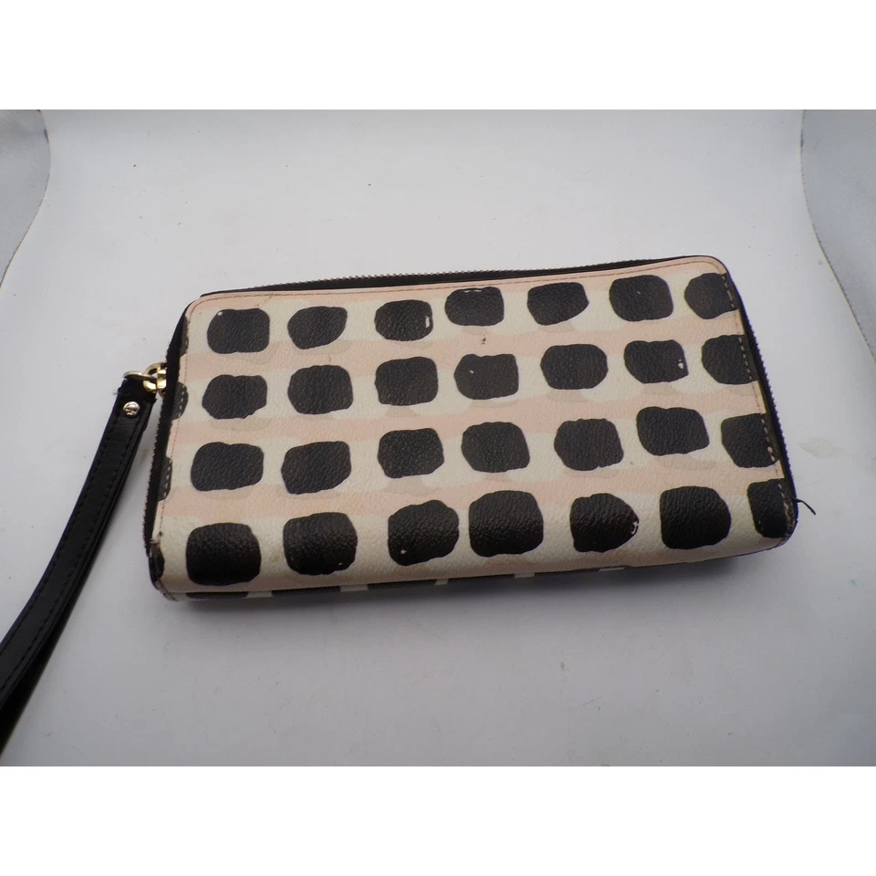 Bolso sin asas Kate Spade Muñequera Beige Negro Lunares Cremallera Usado Interior limpio Foto 4 de 4