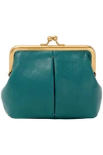 American Leather Co. Wolfe Frame Leather Kisslock Clutch Dark Teal