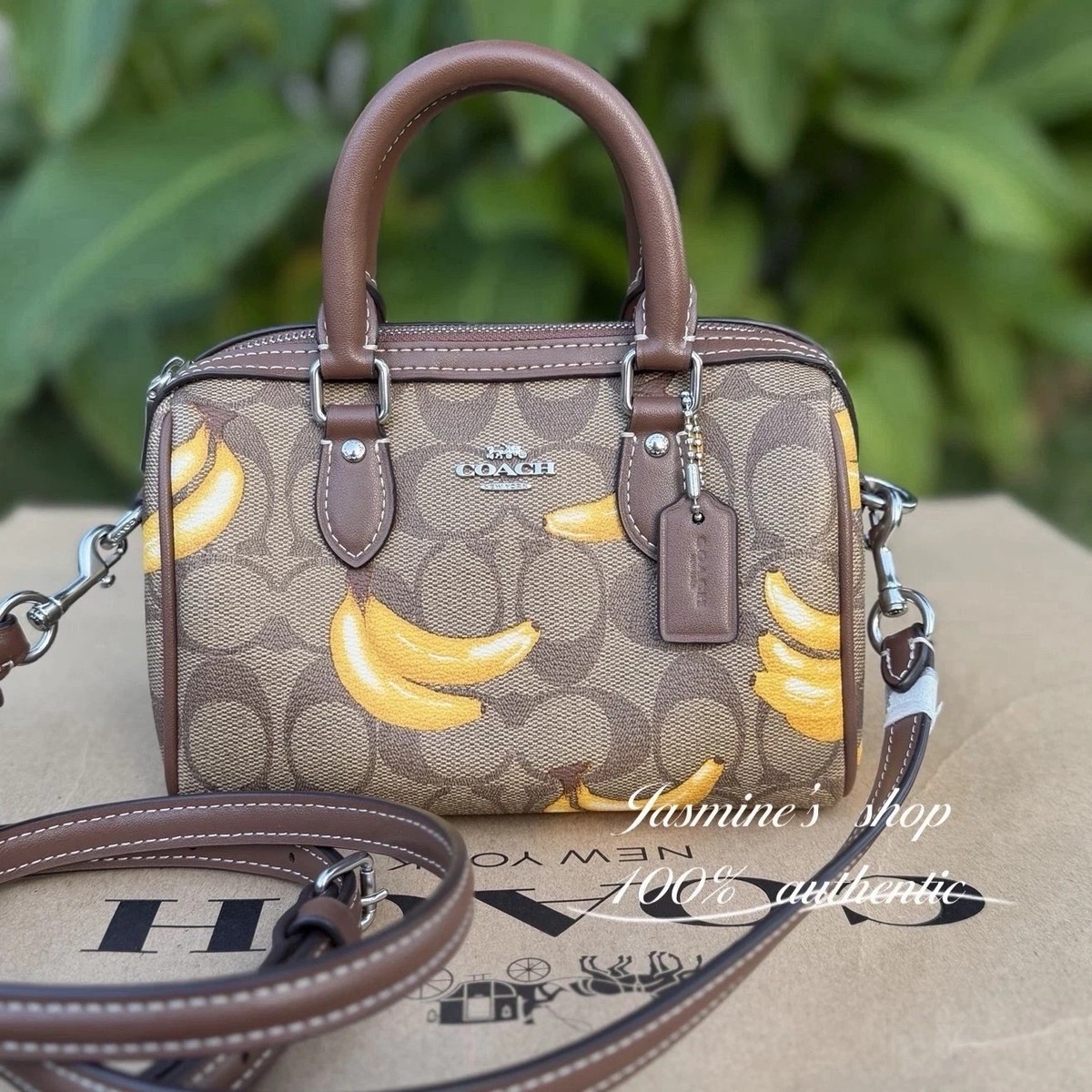 NWT Coach Mini Rowan Crossbody In Signature With Banana Print