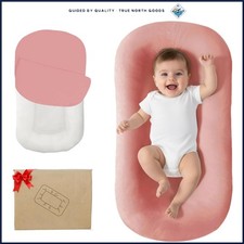Bionic Design Baby Lounger for Infants, Soft Cotton Cushion in Lovely Pink
