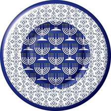 Hanukkah Festival of Lights Blue Paper Dessert Plates