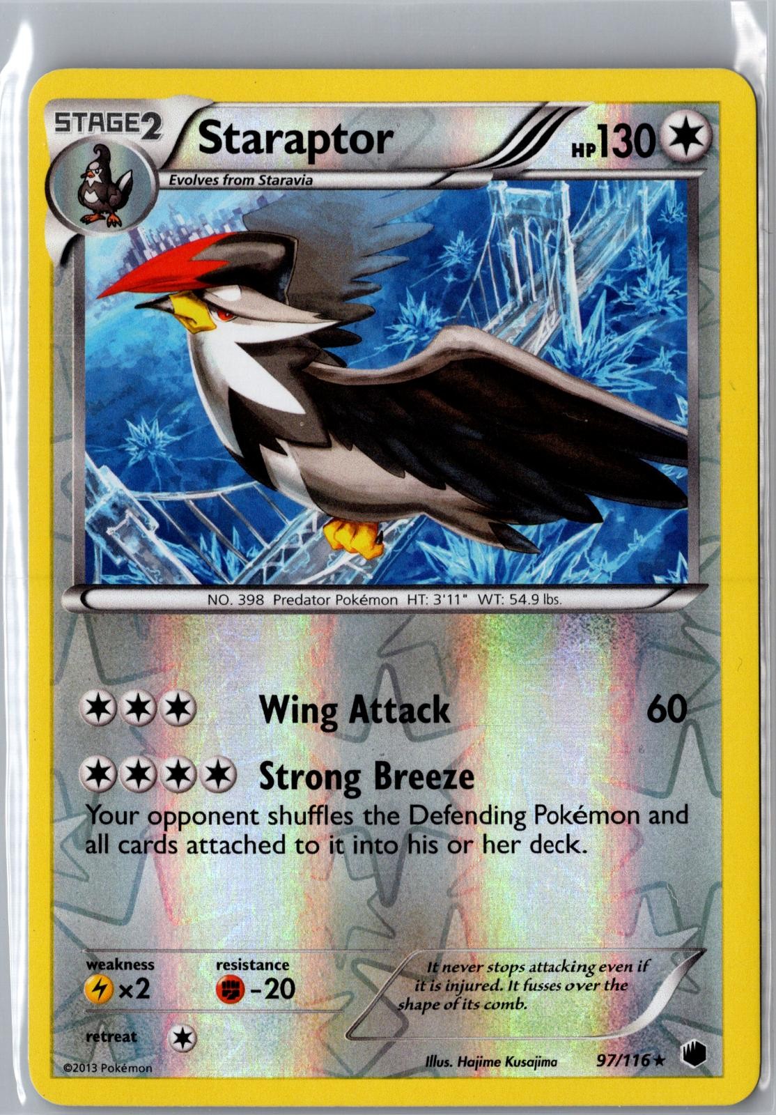 Staraptor 97/116 Rare Plasma Freeze Pokemon Reverse Holo Lightly Played