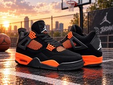 Men's All Size US Jordan 4 Retro Thunder Black Orange 7-12