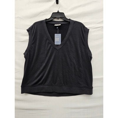 Universal Thread Womens V-Neck Sleeveless Sweatshirt Black Relaxed Size XXL