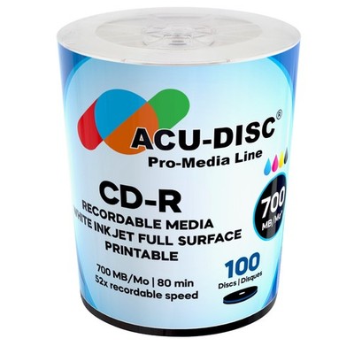300x Leer ACU-DISC weiß Tintenstrahl bedruckbar CD-R 'H Sat' Full Face (52x) 700MB