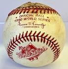 1990 WORLD SERIES LOGO OFFICIAL BASEBALL AUTOGRAPH SIGNED JOSE RIJO REDS A's