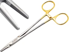 Mayo Hegar Needle Holder 6" Tungsten Carbide Inserts, Gold Plated Needle Driver