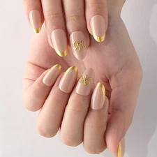 evpct Initial Letter French Tips Press On Nails Short Almond for Women Gift, ...