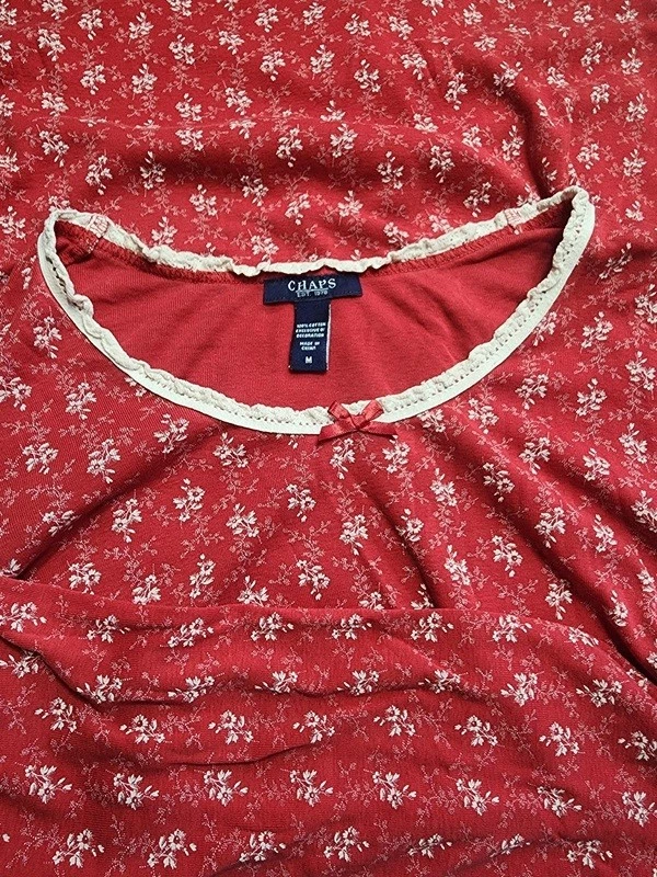 Camisón Chaps Rojo Floral Talla M Mediano Algodón Elástico Foto 2 de 2
