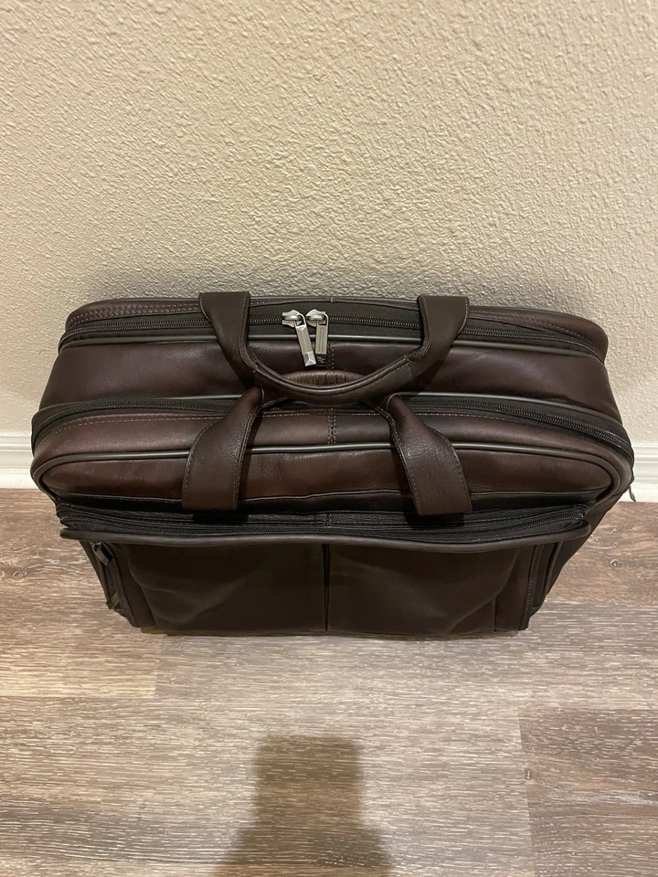 SOLO NY Walker Brown Leather Rolling Briefcase/Laptop Bag Luggage Travel/School - Image 4 of 4