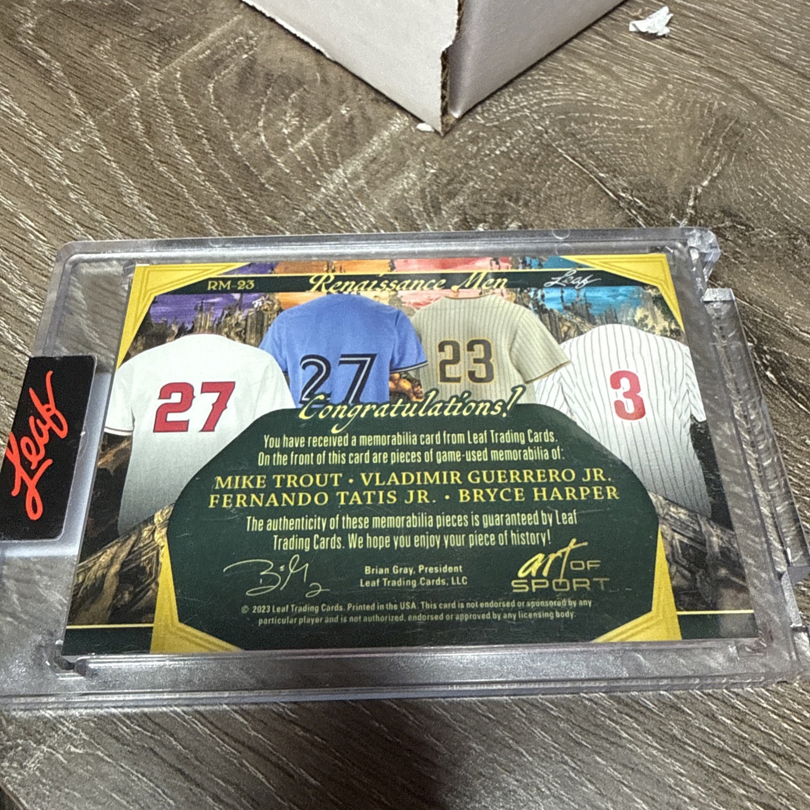 2023 Leaf Art of Sport Trout Guerrero Tatis Harper Game Used Jersey Card /4!!! view 2