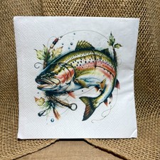 L-143 Decoupage Napkins for crafting, Luncheon Sz, Fish (set of 2)