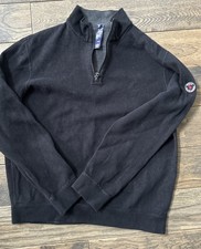 Polo Ralph Lauren Men's Dark Gray / BLack 1/4 Zip Knit Sweater M Reversible
