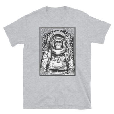 Space Monkey Chimpanzee Astronaut Portrait Short-Sleeve Unisex T-Shirt