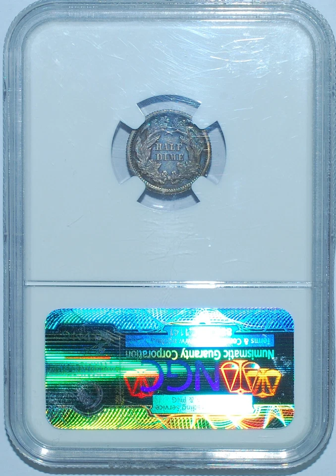 1871 NGC PR65 Proof Strike Liberty Seated Half Dime Great Color - Image 2 of 2