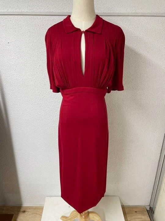 Robe GUCCI manches courtes femme taille M rouge viscose