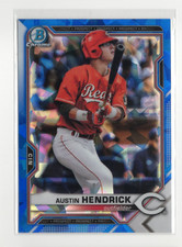 2021 Bowman Chrome Austin Hendrick #BCP-55 Sapphire Blue Ice Cincinnati Reds