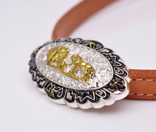 5PCS 50 30mm Western Gold Silver Plated Horse Cross Belt Leathercraft CONCHOS