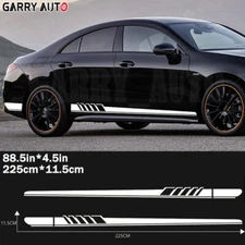 2pcs White Graphics Racing Stripe Car Body Side Molding Trim Decor Decal Sticker