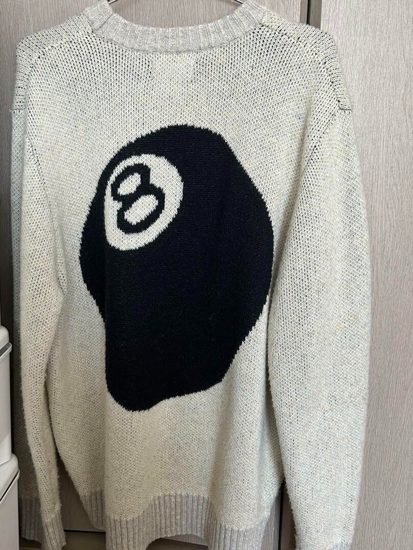 Stussy 8 Ball Heavy Brushed Mohair Knit Sweater Ivory White Stussy 8 Ball Heavy Brushed Mohair Knit Sweater Ivory White