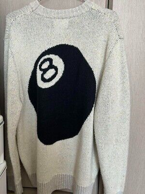 Stussy 8 Ball Heavy Brushed Mohair Knit Sweater Ivory White Stussy 8 Ball Heavy Brushed Mohair Knit Sweater Ivory White