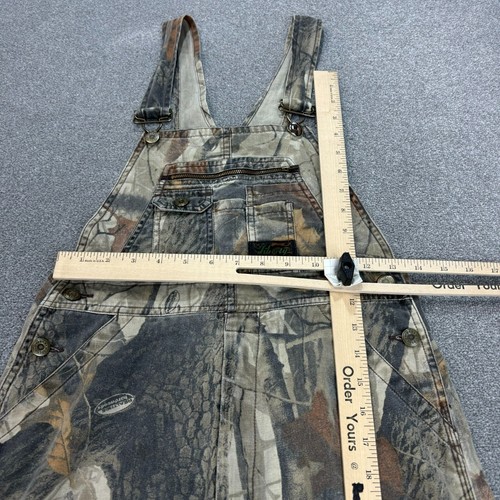 RealTree Dungarees Kids Large 26x26 Brown Canvas Bib Camo Hunting Overalls Youth - Picture 4 of 11