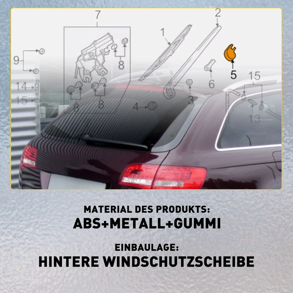 Für Audi 4F C6 A6 Avant Wischerarm Kappe + Scheibenwischer Hinten Heckwischer - Bild 3 von 4