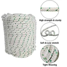 3/8" x 200' Double Braid Polyester Rope Arborist Rope Rigging Line Sailing Rope