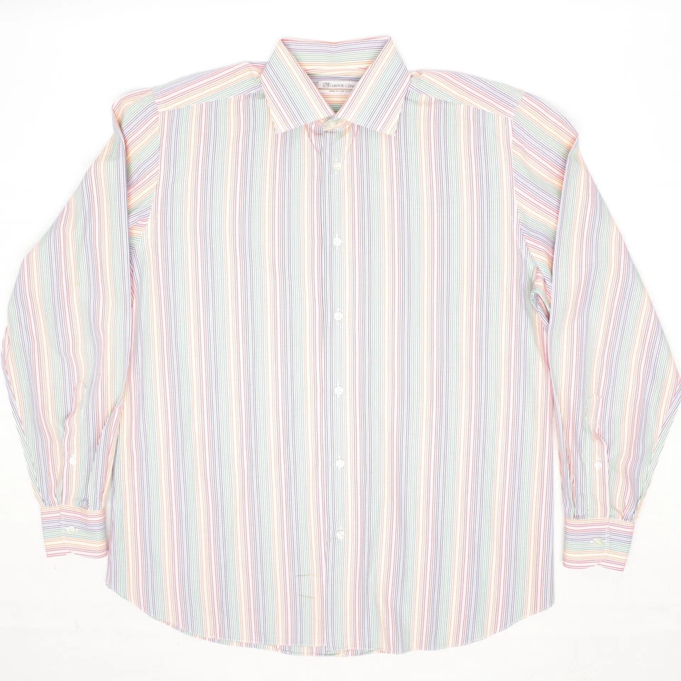 Camisa para Hombres Davide Cenci 15/33 Arco Iris Rayas Algodón Botón Frontal Cuello Extendido  Foto 2 de 4