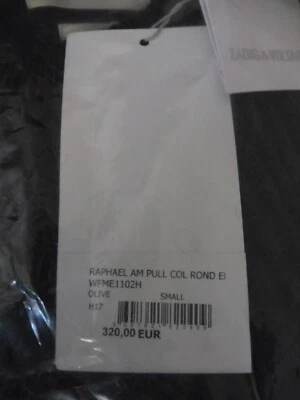 ZADIG VOLTAIRE Pull couleur olive taille S Tout neuf jamais porté. Unisex - Photo 1/4