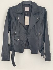 Urbancode London Womens 100% Black Leather Wrap Jacket Size (small).