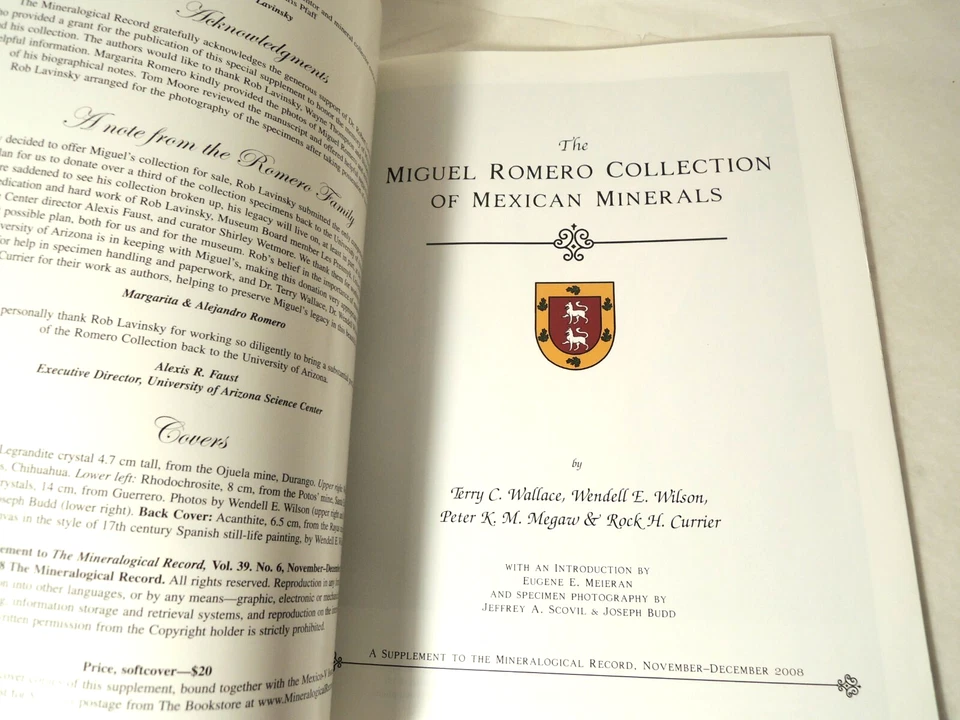 Miguel Romero Mexico Minerals Supplement Mineralogical Record Magazine 2008 - Image 2 of 4