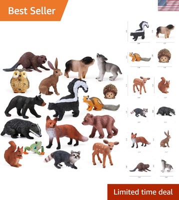 16PCS Woodland Animal Figurines - Cute Forest Creatures for Cake Toppers
