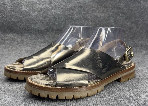 Attilio Giusti Leombruni AGL Sandals Slingback Metallic Snake Print Chunky EU 39 - Picture 3 of 16