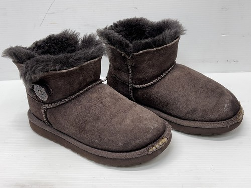 UGG Australia Brown Suede Mini Bailey Button Boots Toddlers 11 - Picture 3 of 9