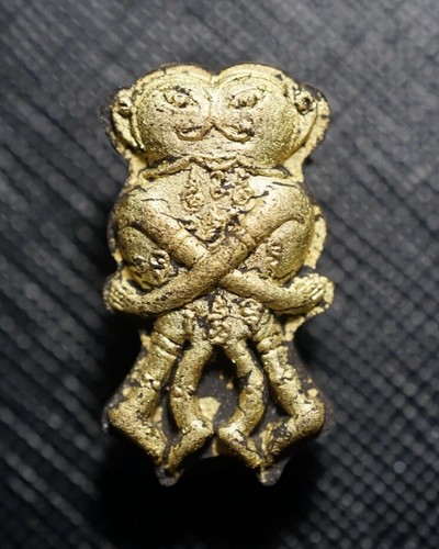 Mon Raman Charming Amulets (Black, Full Body Gilded, Embedded Silver Takrud) - Picture 2 of 8