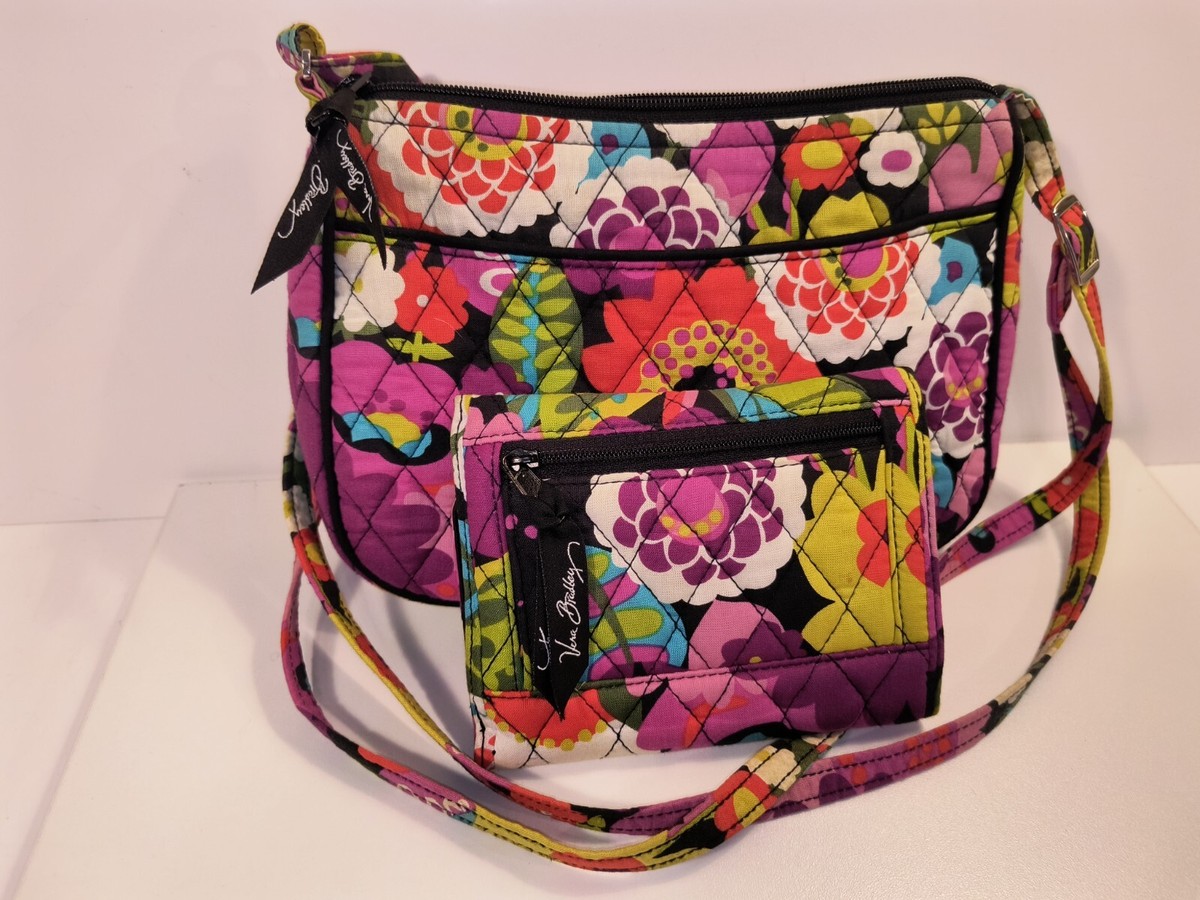 Vera Bradley Floral Patterned Women\'s Bag Set VERA BRADLEY Floral Shoulder Bag Pink Grey Orange... | Depop main image 4