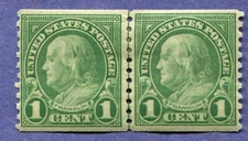 US STAMPS SCOTT 597 LINE PAIR VF UNUSED SOUND HINGED